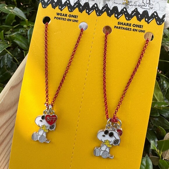 Peanuts Snoopy & Woodstock Necklace – BFF Charm Set of 2, 18" - Picture 2 of 6
